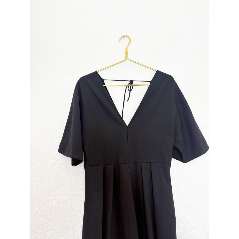 Zara Black Short Sleeve Midi Dress Large Aline Chic Modest Classic 8773/998 - Picture 4 of 14